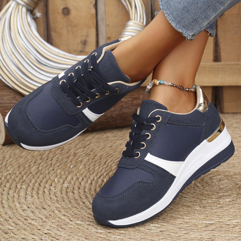 Fashion Women's Fashion Chunky Sneakers Lace Up Platform Casual Sports Shoes Woman Lightweight Non Slip Wedges Walking Shoes Plus Size