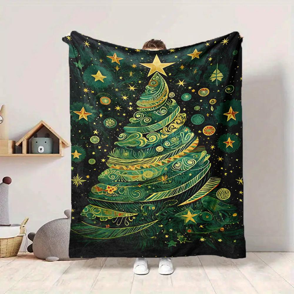 1pc Christmas Tree Decorations Blanket, Lightweight Flannel Throw Blanket for Sofa, Bed, Travel, Camping, Living Room, Office, Couch, Chair, and Bed