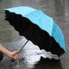 Portable Creative Water Flowering  Umbrella Manual  Black Coating UV Protection Sun Rain Dual Use Folding Parasol
