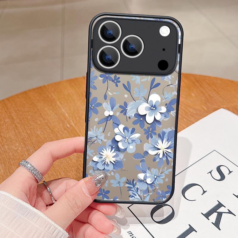 Purple Flowers Pattern Phone Case For iPhone Air 16e 17 16 15 14 17 Pro Max 13 16e Shockproof Hard PC Soft Edge TPU Cover