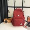 Schoolbag Solid Color Simple Korean Edition Campus Casual Backpack Large Capacity Middle and High School Student Backpack Lightweight Couple Travel 