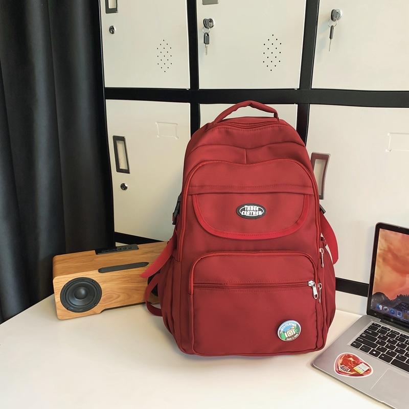 Schoolbag Solid Color Simple Korean Edition Campus Casual Backpack Large Capacity Middle and High School Student Backpack Lightweight Couple Travel