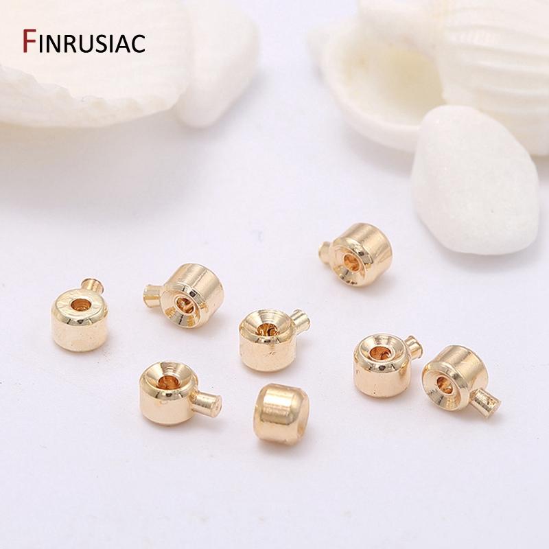 

14k Gold Plated Crimp End Beads DIY Bracelet Stopper Beads Closures Lamps For Jewelry End Clip Clasps Jewelry Making Supplies