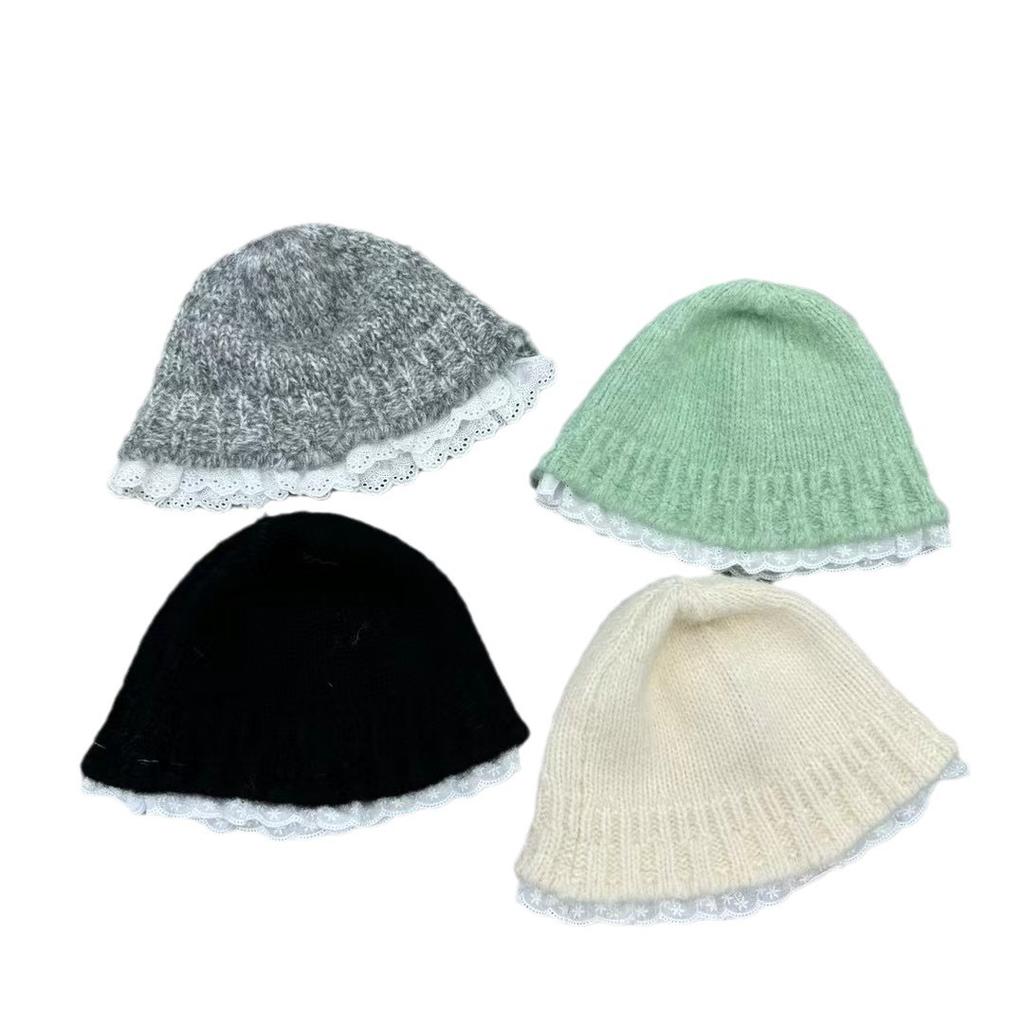 Korean Lace Knitted Fisherman Hat for Women in Autumn and Winter Sweet and Versatile Woolen Hat  Warm and Face Friendly Small Hat Trendy