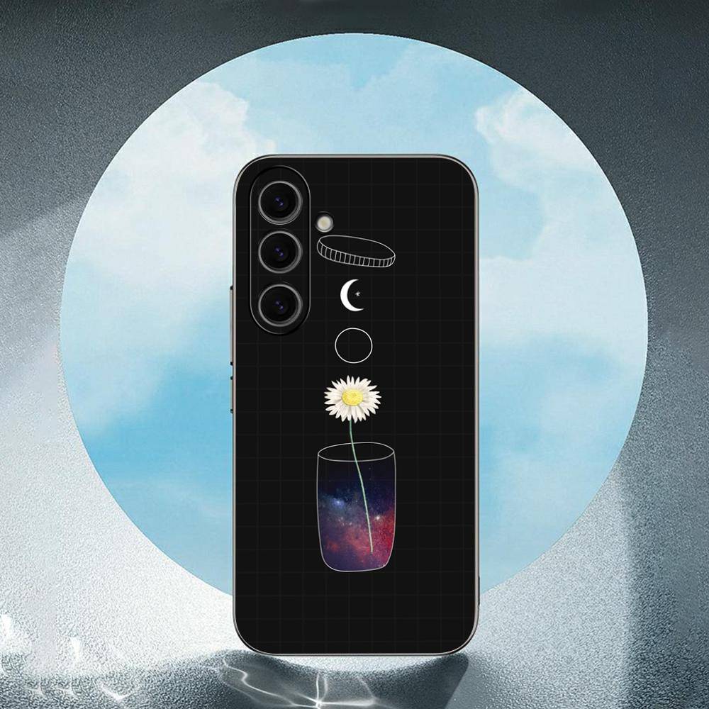 Daisy Flower For Samsung Galaxy S23 S24 S25 Ultra S22 Plus S21 Black Soft Case Waterproof Soft Case