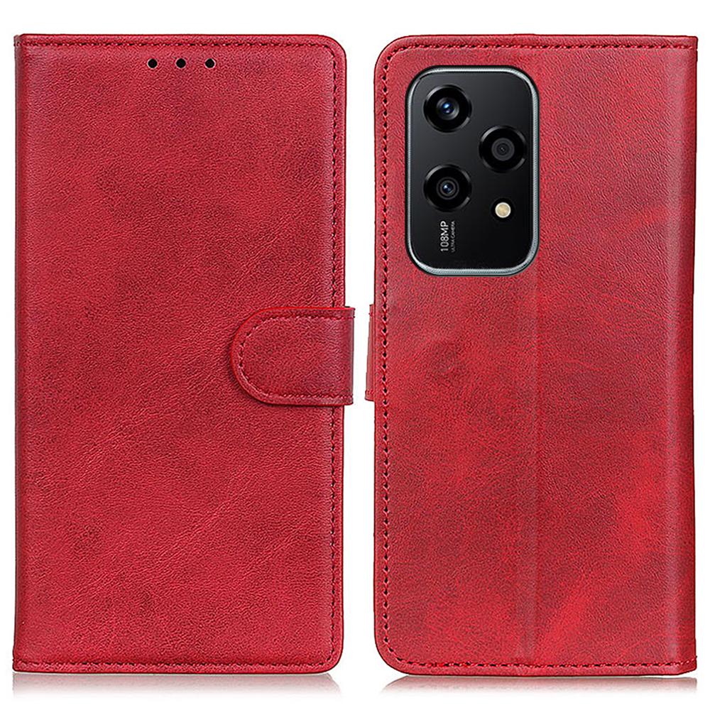 

For Honor 200 Lite Case Cowhide Texture Leather Phone Cover TPU Inner Red