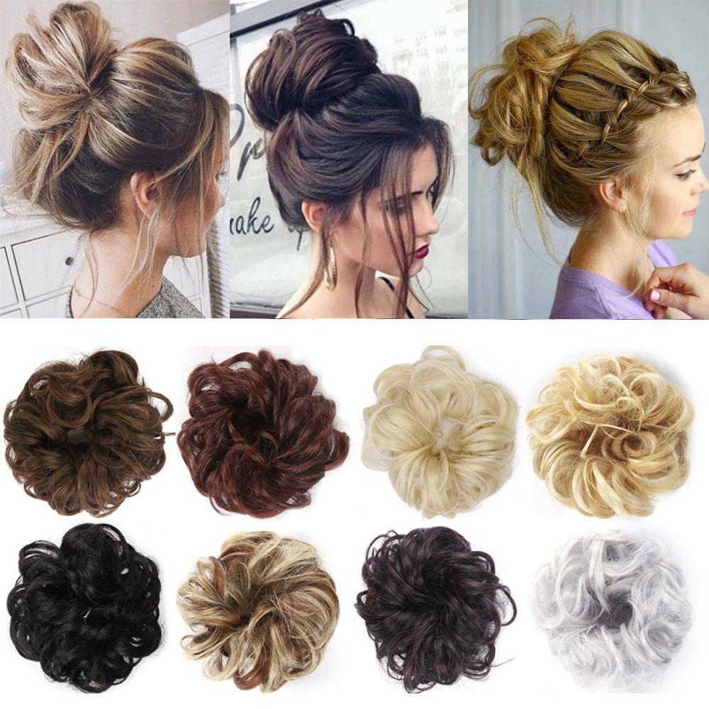 

Однотонные ленты для волос, разноцветные синтетические резинки для волос короткого объема, эластичный головной убор в виде булочки, круг для волос