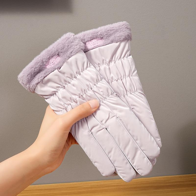 Utomhus Skidhandskar Vattenavvisande Kvinnliga Studenter I Björn Pekskärm Cykling Köldtåliga