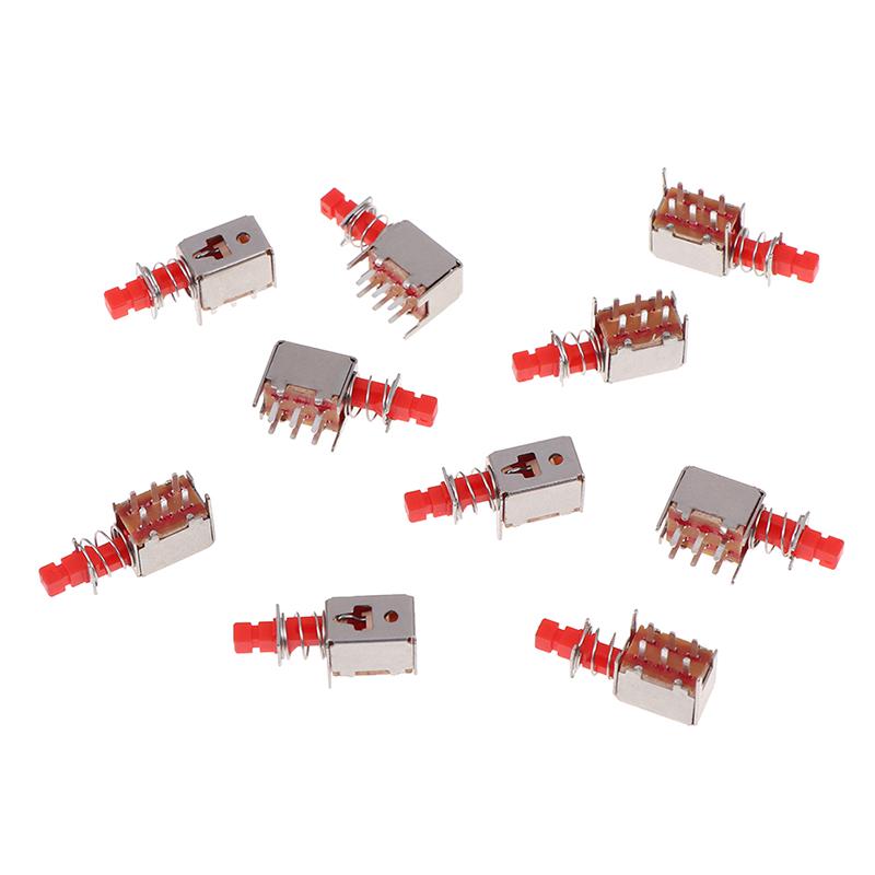 10Pcs Directly Key Switch A03 Ps-22F03 6Pins Self-Locking Power Switches Red