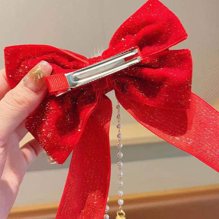 Εορταστικά Κόκκινα Αξεσουάρ Μαλλιών Πρωτοχρονιάς: Κορδέλες, Φιόγκοι, Φουρκέτες, Στολίδια Μαλλιών & Φουρκέτες με Φούντες για Κορίτσια