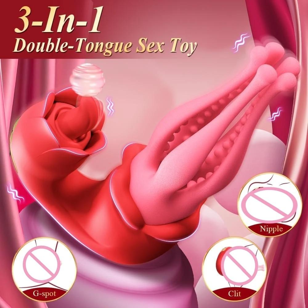 3-in-1 Waterproof Clitoral G-Spot & Nipple Vibrator - Enhanced Oral Stimulation Toy for Female Orgasm (Quick Charge)