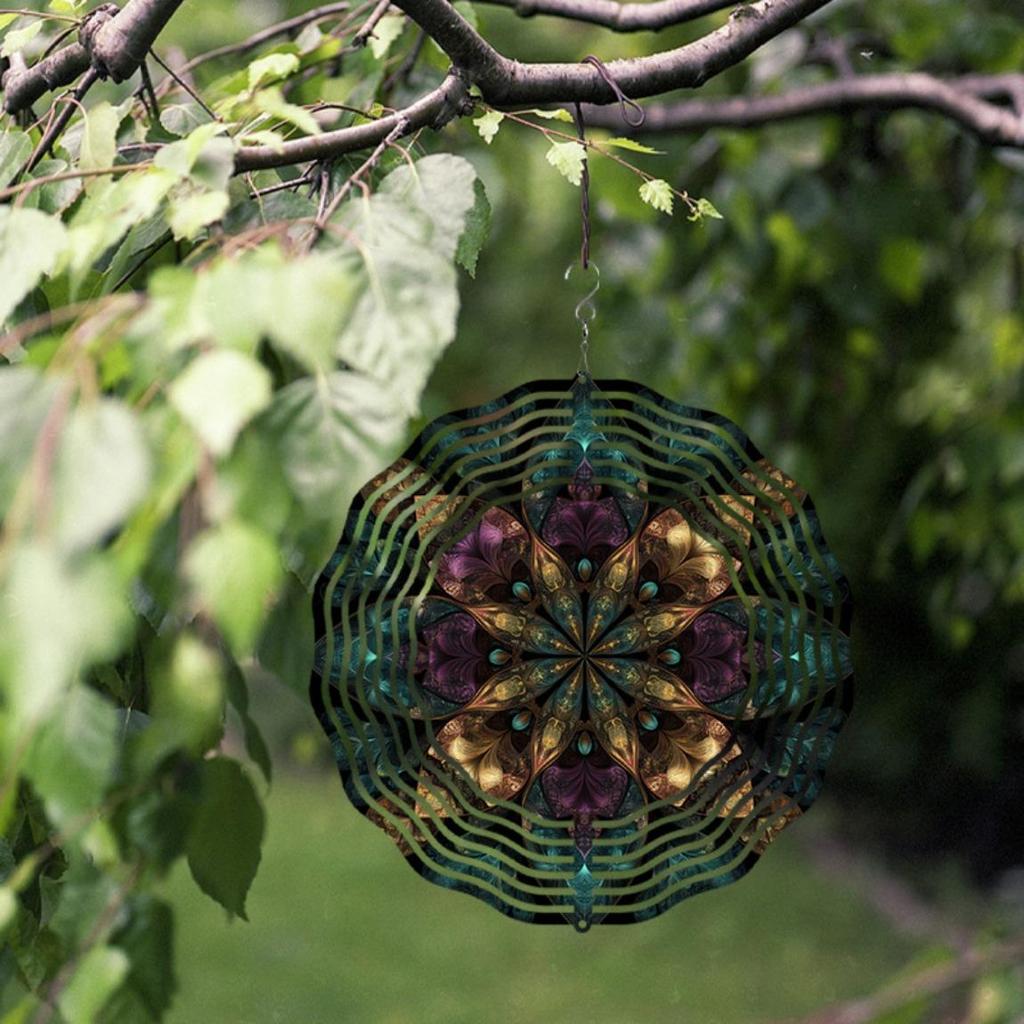360 Degree Rotating Hook 10 Inch Hanging Wind Spinner for Balcony Garden Decoration Artistic Wind Spinner Outdoor Decor