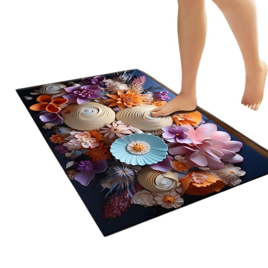 Tapis de sol 3D coquillage antidérapant tapis de porte de salle de bain résistant à la saleté et antidérapant tapis de sol pour salle de bain
