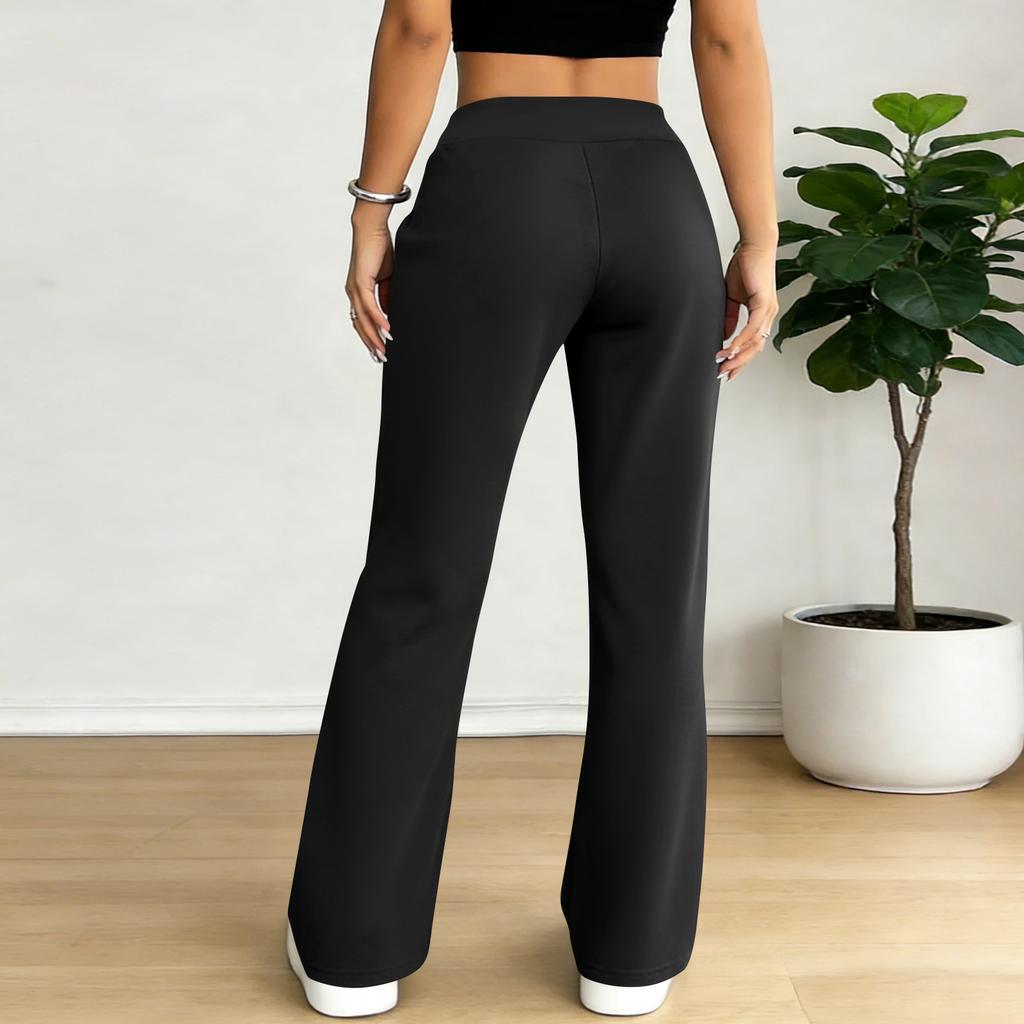 Damen Schlaghose Lässige Kordelzug Elastischer Bund Bequeme Schlaghose Yoga Lose Hose