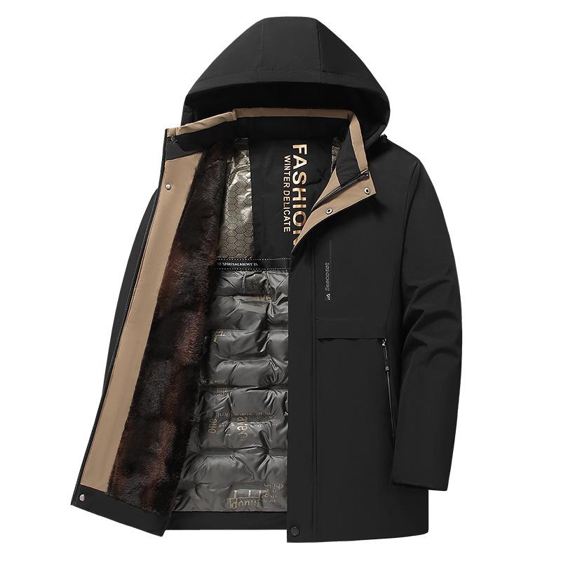 Men s Graphene-Infused Cotton Jacket with Detachable Hood - Trendy, Thick, and Warm Youthful Dad Style XXL