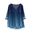 Women's Fashionable And Casual Shirt Long-sleeved V-neck Print Cotton And Linen Blouse