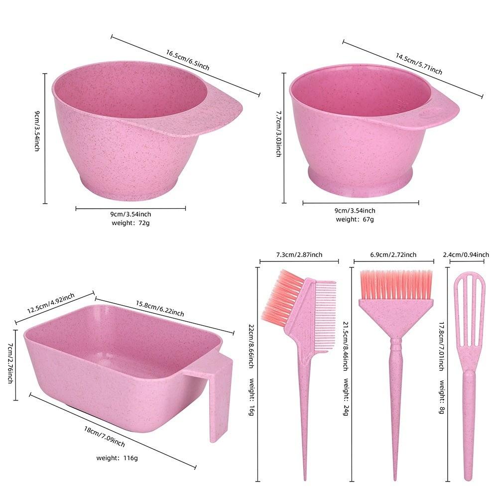 6Pcs 4 Colors Hair Dye Tools Set Hairdressing Mixing Bowl Brush Set  for Stylist