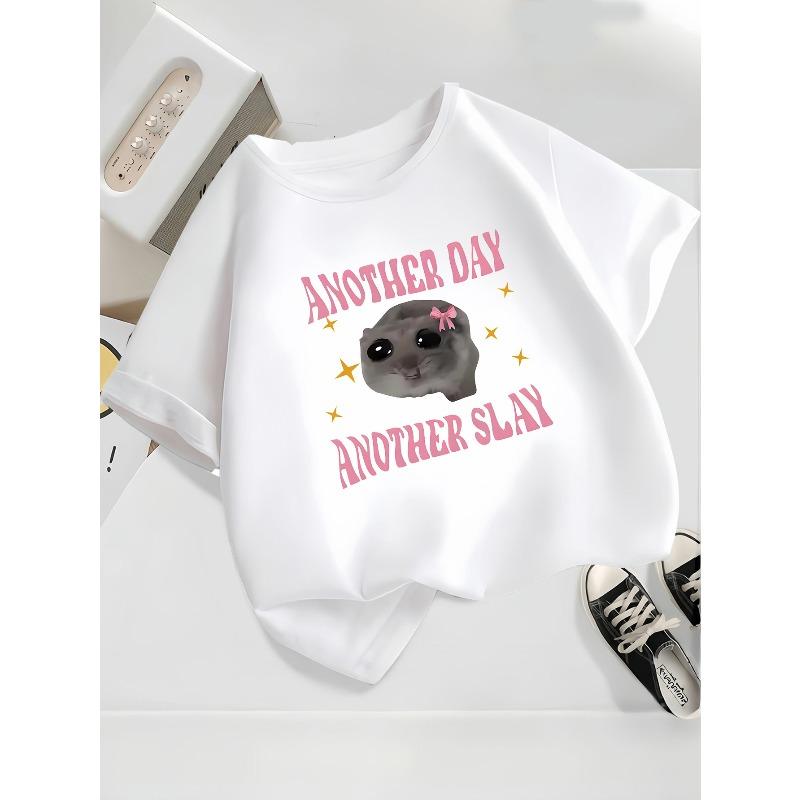 European sizes Girls Fashion Round Neck T-Shirt 110 белый