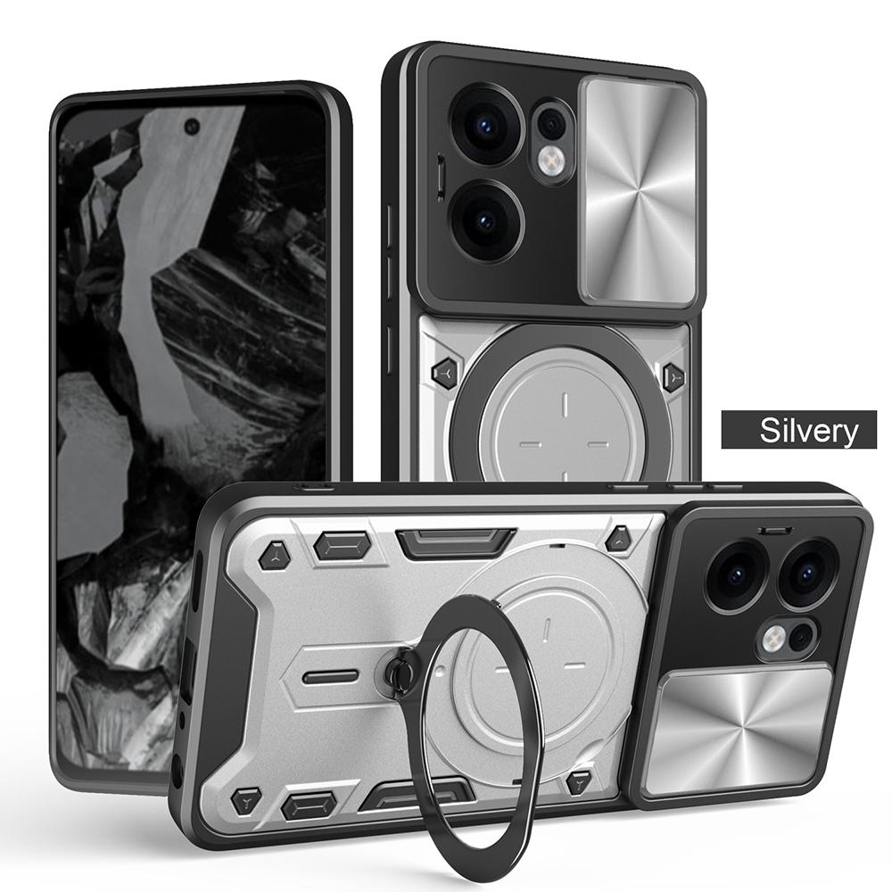 

Armor Funda for OPPO Reno 13F 13 F Case Slide Camera Ring Stand Protection Cover for OPPO Reno 13 Pro Shockproof Capa for OPPO Reno 13 Pro срібний