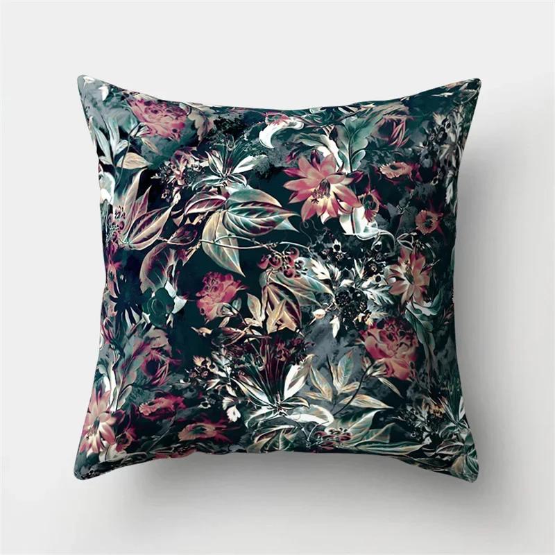 

Красочная цветочная наволочка, весна, натуральный лист, растение, пейзаж, диван, автомобильная подушка, домашний чехол для подушки 66x66cm бордовый