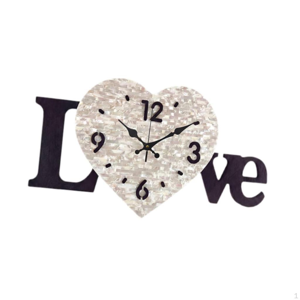 Love Heart Wall Clock Decorative Easy Read Silent Movement Sturdy Timepiece Ornament for