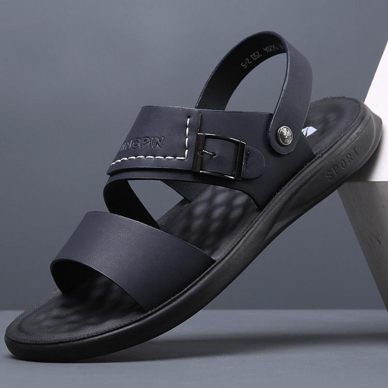FashionHihg Quality Leather New Sandals Summer Baotou Casual Man Slippers Comfortable Slip On Male Sandals Outdoor Trekking Sandales
