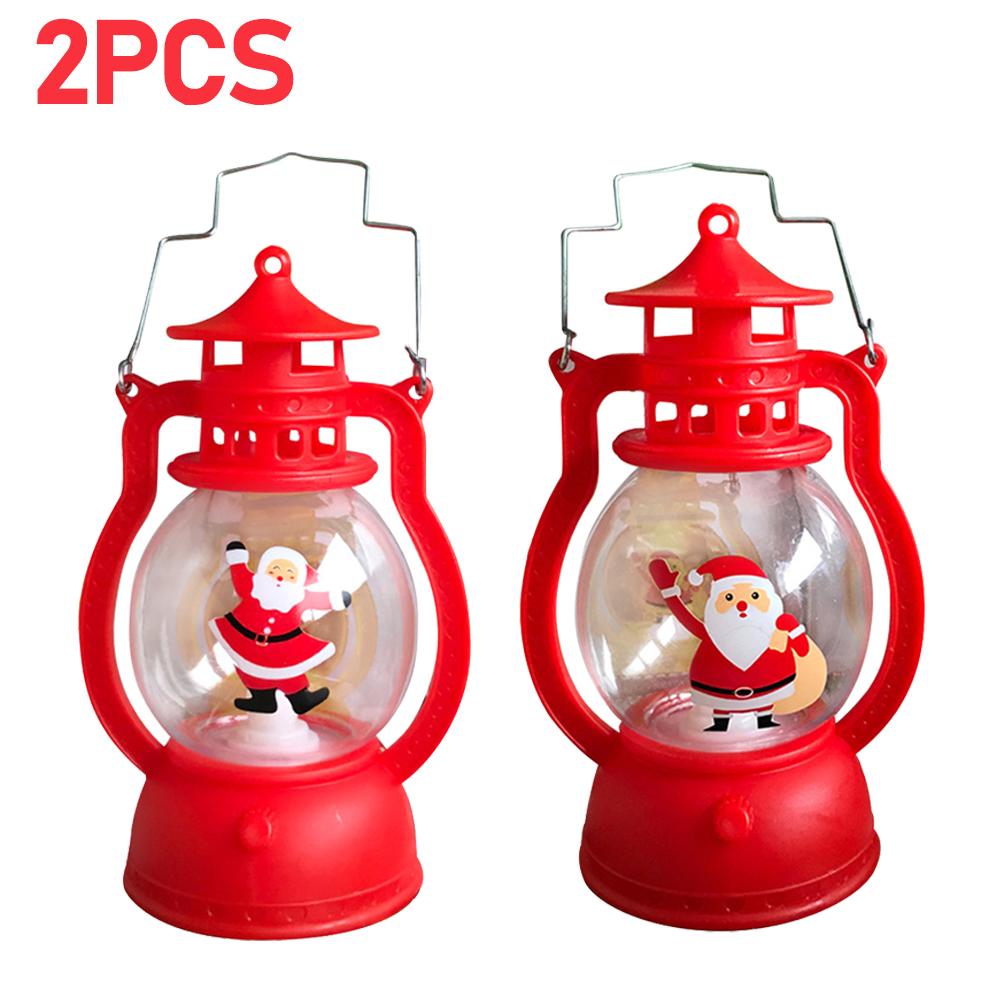 Christmas Portable Lantern Battery Operated Santa Claus Snowman Oil Lamp with Handle Xmas New Year Gifts for Table Decoration