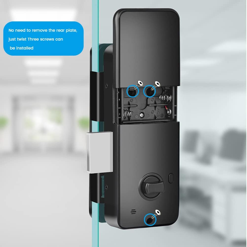 Serrure de porte en verre sans perçage Smart Fingerprint Password Lock pour magasins bureaux entrepôts Noir J01