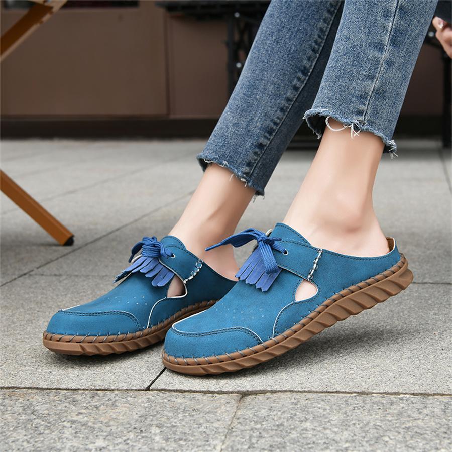 Damen Sandalen mit offenem Rücken Sommer Slipper Mules Schuhe Geschlossene Zehen Hausschuhe Komfort Lässig Strandschuhe Übergröße