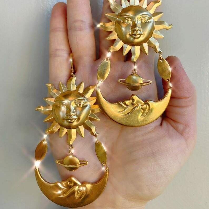 Sonne Mond Ohrringe - Innovatives, Einzigartiges Design