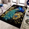 Luxurious Peacock & Floral Design Area Rug - Anti-Slip, Soft Polyester Floor Mat for Bedroom, Living Room, Office, and More