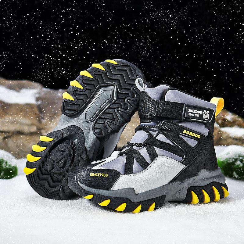 Winter Fashion High-top Sneakers for Children Warm Plush Snow Boots Child Waterproof Sneakers Boys Non-Slip Outdoor Boots 30-39