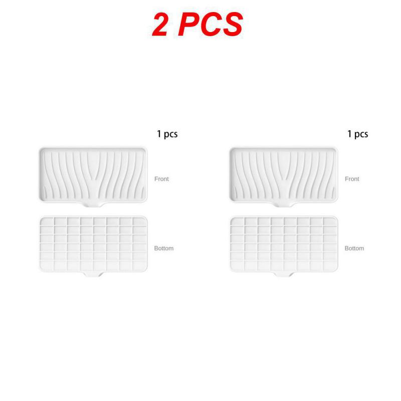 Self Draining Soap Bar Holder Silicone Kitchen Sink Soap Dish Sponge Tray Counter Caddy Organizer for Dish Soap Dispenser