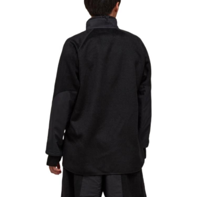 Y-3 FW22 Logo Patch Mixed Fabric Fleece Jacket Unisex Jacket Black HN1969