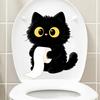 Klebe-WC-Sticker, Wandaufkleber mit schwarzem Katzenmotiv, Wasserdichter Dekorationsaufkleber ohne Kleberückstände, Einfach anzubringen und zu entfernen, Badezimmerdekoration
