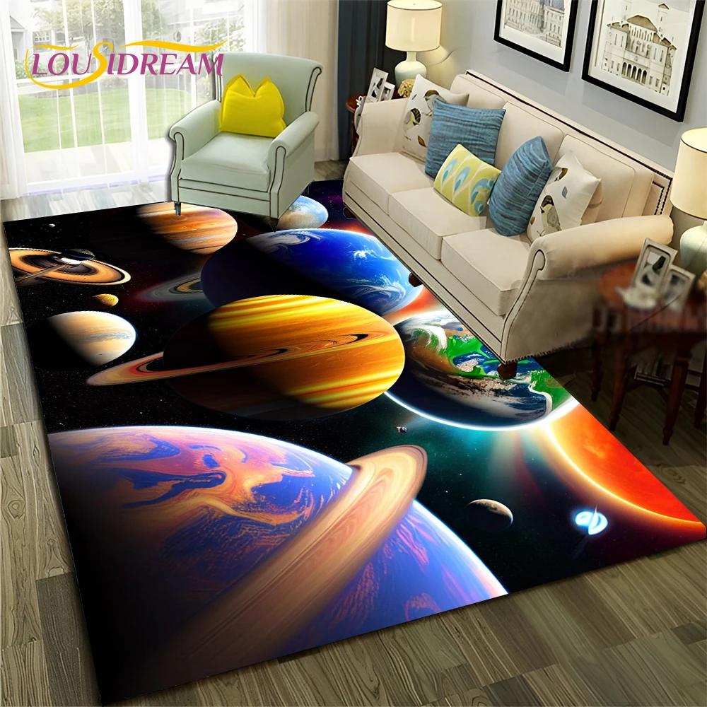 Galaxy Planet Star 3D Univers Weltraum Teppich Teppich für Zuhause Wohnzimmer Schlafzimmer Sofa Fußmatte Dekor,Kinderbereich Teppich Rutschfeste Bodenmatte