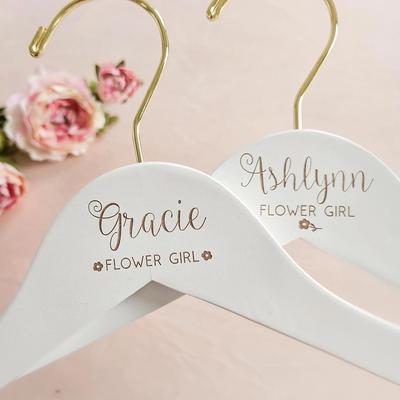 Personalisierter Blumenmädchen-Kleiderbügel Gravierter Kinderkleiderbügel Antrag Verlobung Hochzeit Brautparty Junggesellinnenabschied Frischvermählt