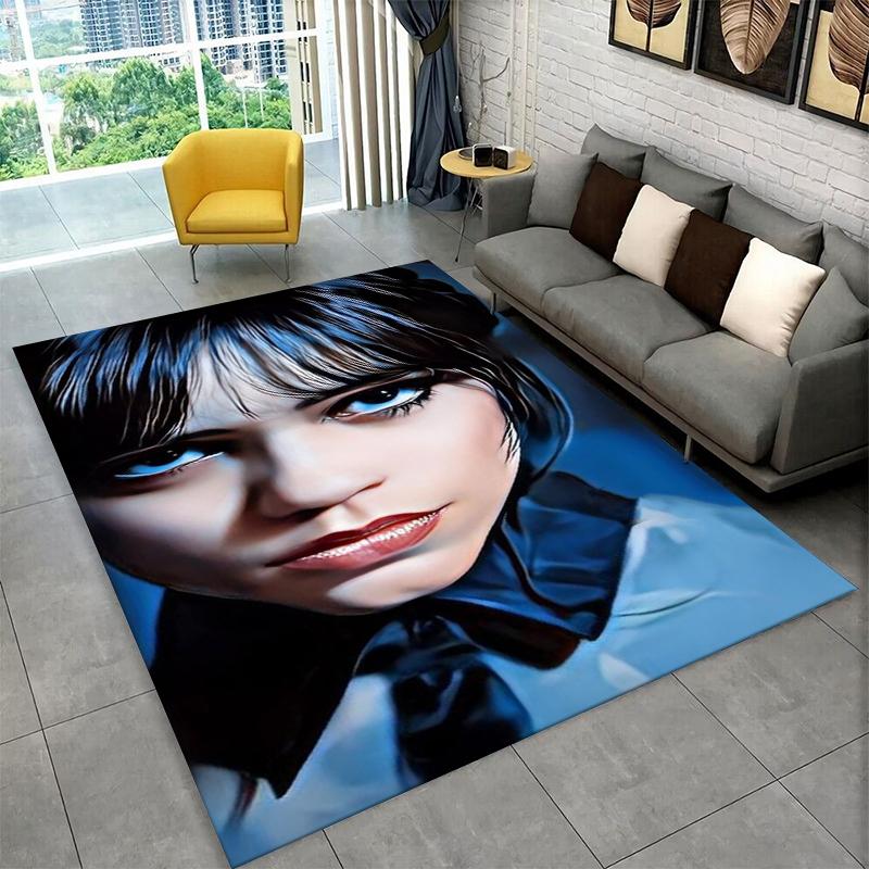 Classic W-Wednesday TV Non-Slip Area Rug for Living Room,Bedroom,Playroom,Soft Carpet Floor Mat Home Decor Rug Kids Room Gift