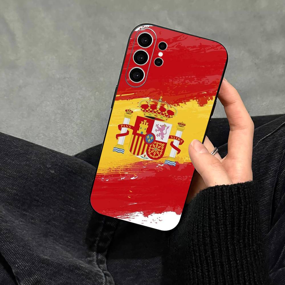 S-Spain Spanish Flag Art  Phone Case For Samsung S25,S24,S21,S22,S23,S30,Ultra,S20,Plus,Fe,Note,10,9,5G Black Cover