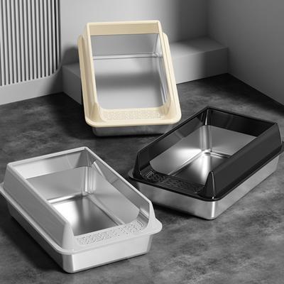 Arena para Gatos de Acero Inoxidable Baño para Gatos Grande Cuenca de Limpieza Nueva Caja de Arena para Gatos Suministros para Mascotas
