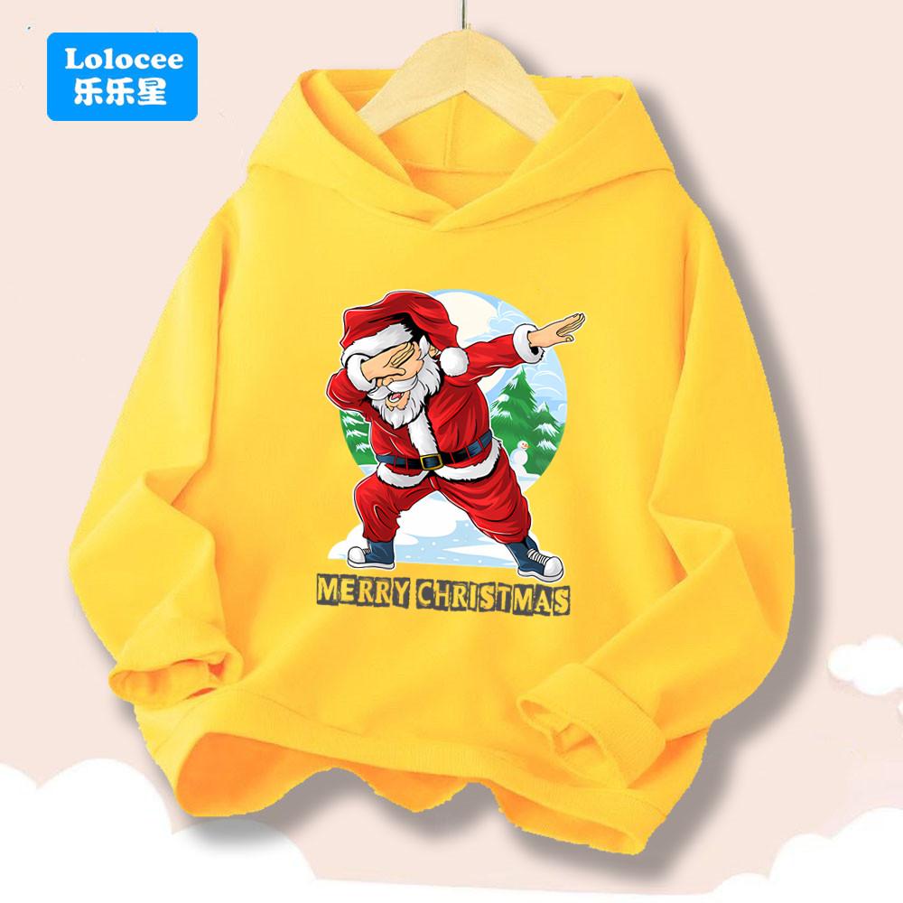 Merry Christmas Kids Hoodie- Santa Claus Printed Sweatshirt for Boys Girls, Festive Holiday Pullover Children's Clothes SDLR2