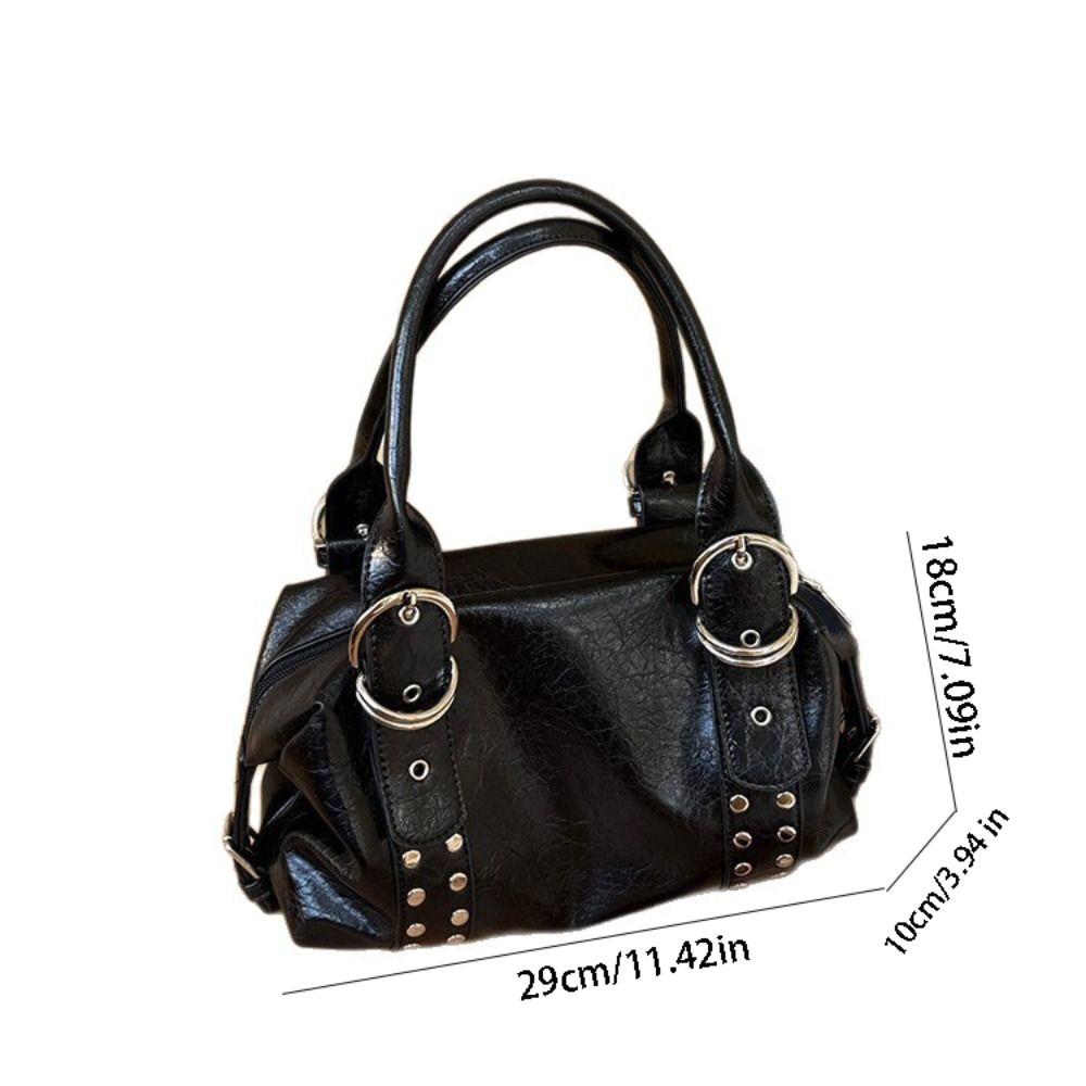 Spicy Girl Vintage Underarm Bag Y2K Motorcycle Bag Portable Retro Rivet Shoulder Bag  Girls