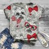 Summer New Animal Dog 3D Printed Loose White Top Women's T-shirt