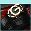 Fashion Leather Men Belt With Letter Design Auto Buckle For Business And Leisure