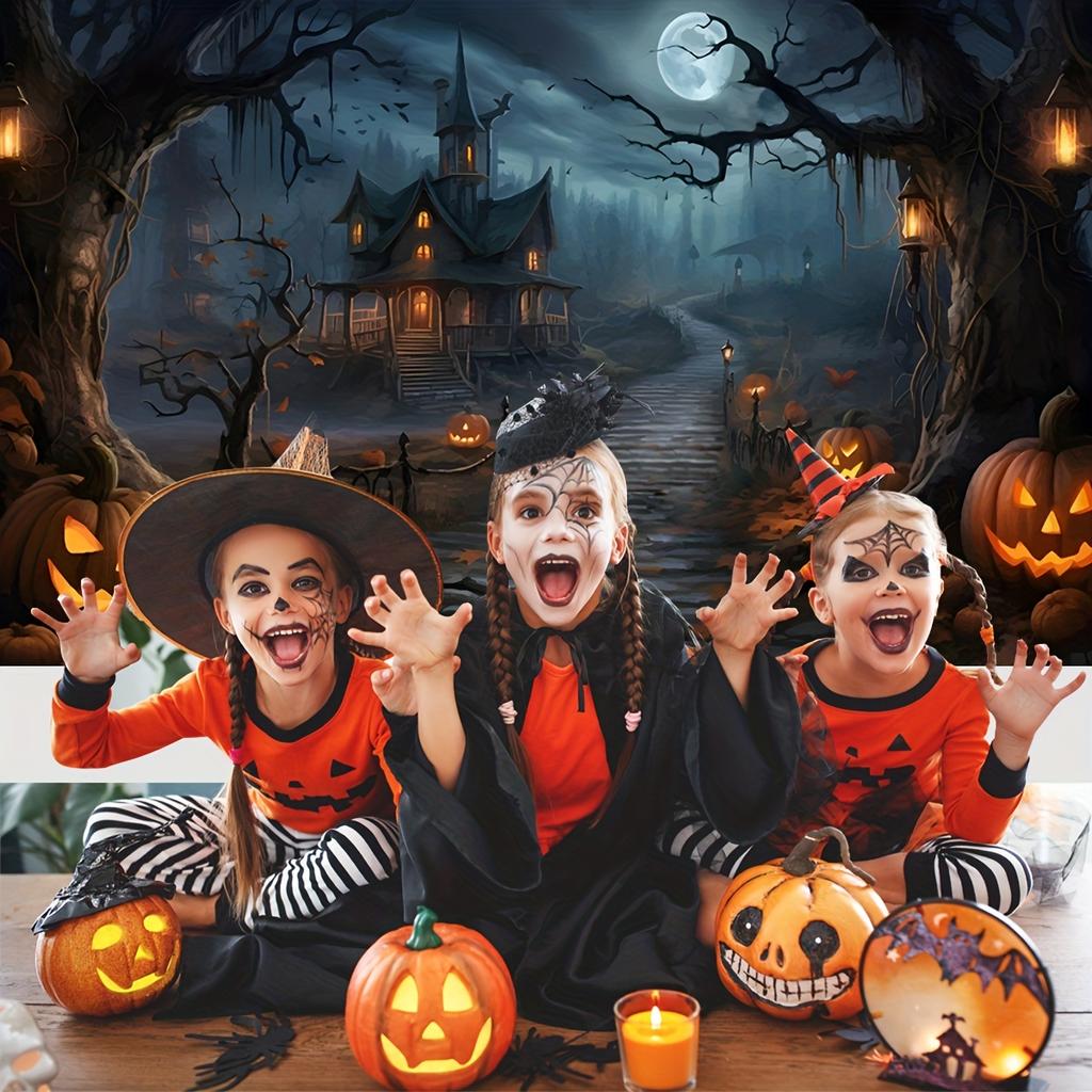 Spooky Halloween Haunted House Tapestry Moon & Pumpkin Wall Hanging for Living Room Party Home Decor Room Decoration