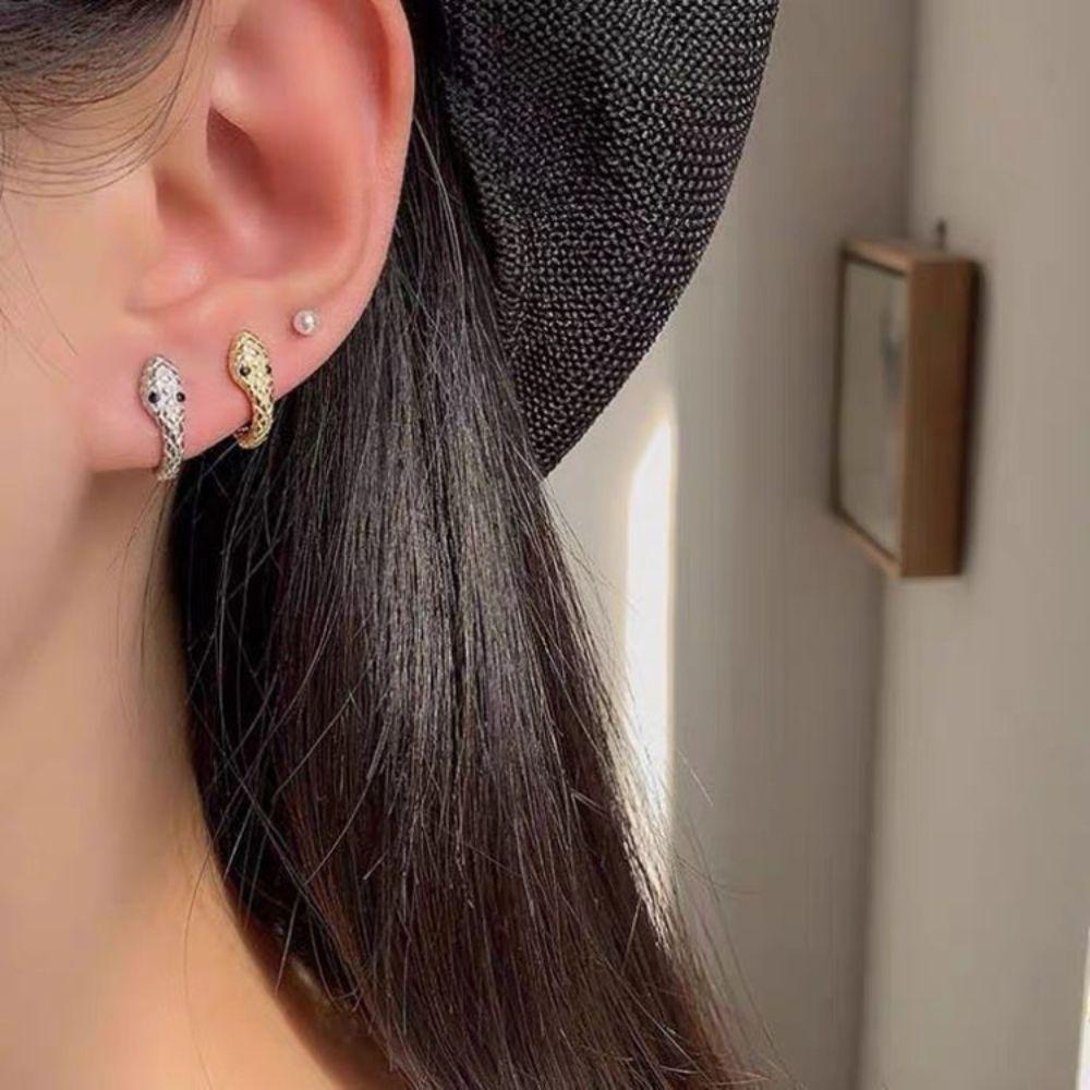 Pop Snake Shaped Gold Silver Hoop Earrings Party Jewelry Korea Style Earrings Women Men Ear Buckles