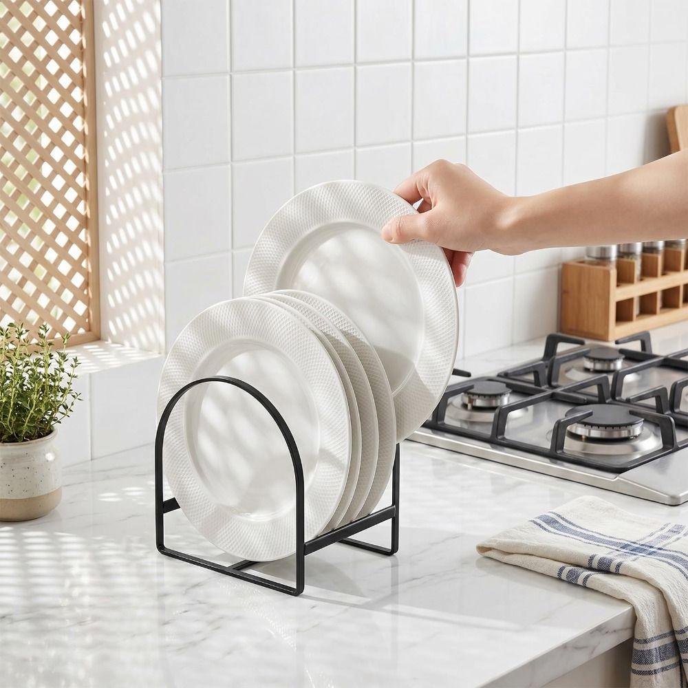 Save Space Plate Storage Rack Quick Drying Dinner Plate Stand Dish Drying Partition Holder Kitchen