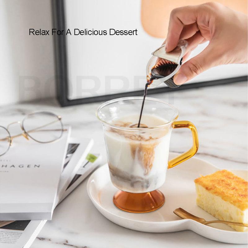 BORREY Coffee Mug Green Glass Cup Milk Tea Cups Goblet Amber Glass Mug Office Drinkware Water Beer Cocktail Glass Teacup 300ML