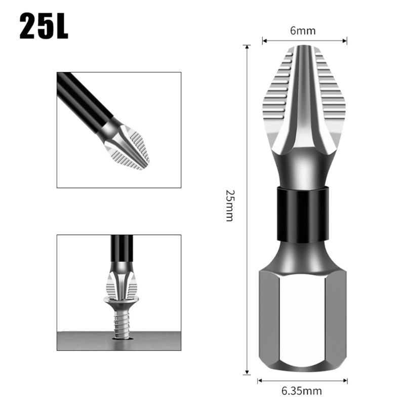 1Piece Nonslip 5A Crosses Head Screwdriver Bits Alloy Steel Magnetic Impact Driver Bits for Home & Professional Use