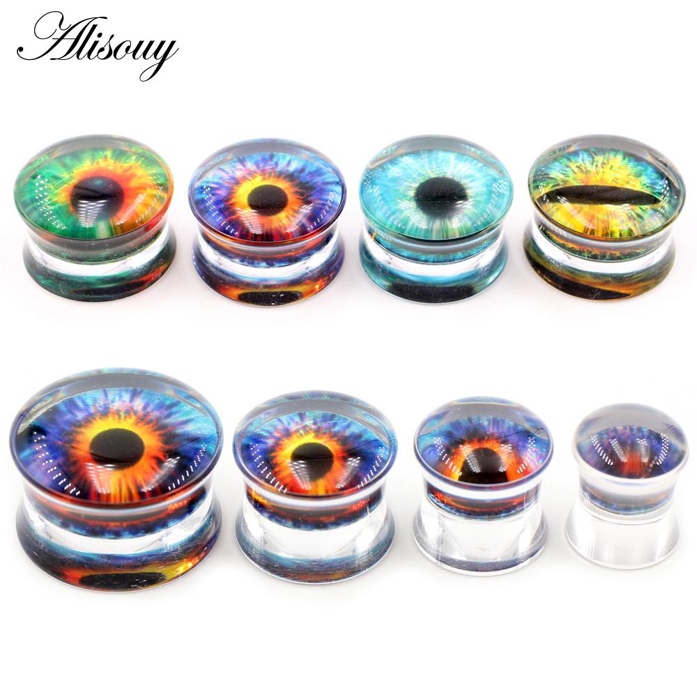 Acrylic Round Alisouy Transparent 2pcs Eyeball Ear Gauges Tunnels Plugs Flesh Stretcher Expander Earrings Piercing Body Jewelry